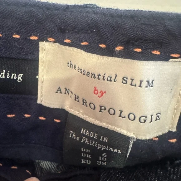 Anthropologie The Essential Slim Denim Trousers Navy Blue Size 6 - Picture 5 of 10